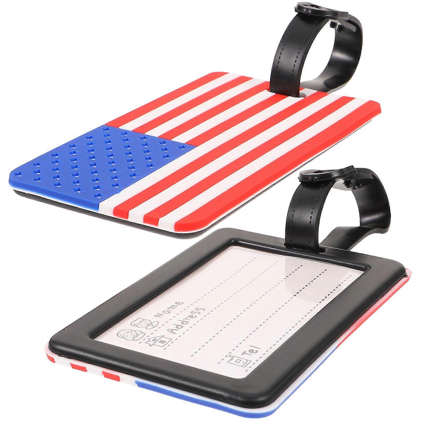 Travel Luggage Tag Name Tag Suitcase Identifier 3D Flag Shape Practical Design Work Card Holder 2Pack