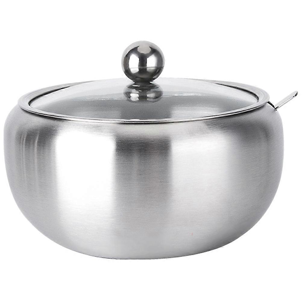 Stainless Steel Condiment Jars with Lid for Kitchen Use Silver Glass Spice Containers 1 Set
