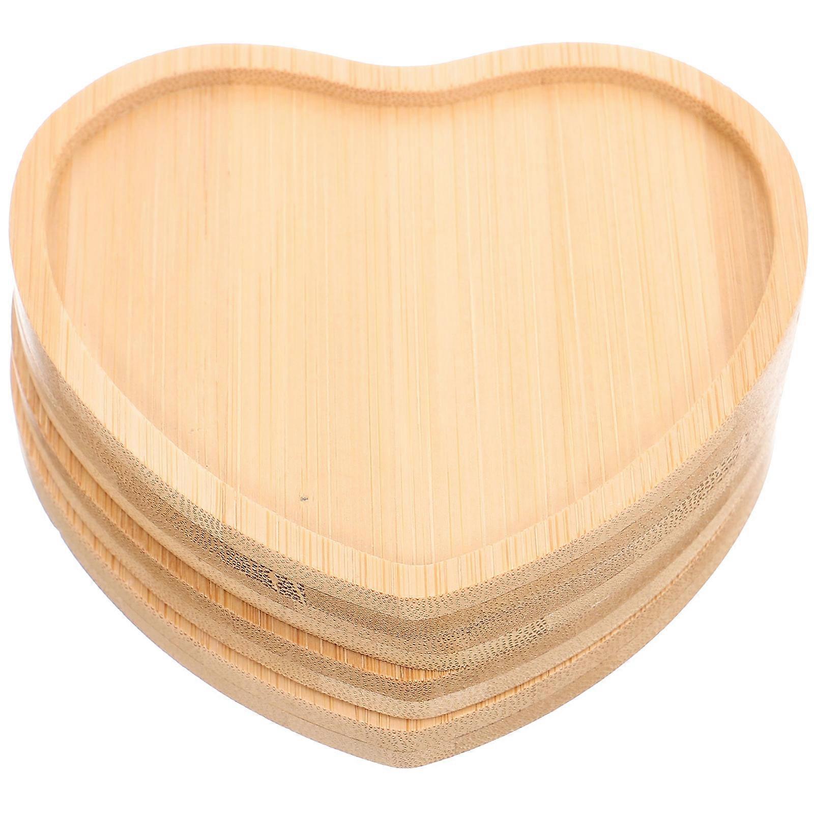 Cup Mats For Table Heart Shape Coasters Elegant Rustic Style Wood Dining Room Protection 4Pcs