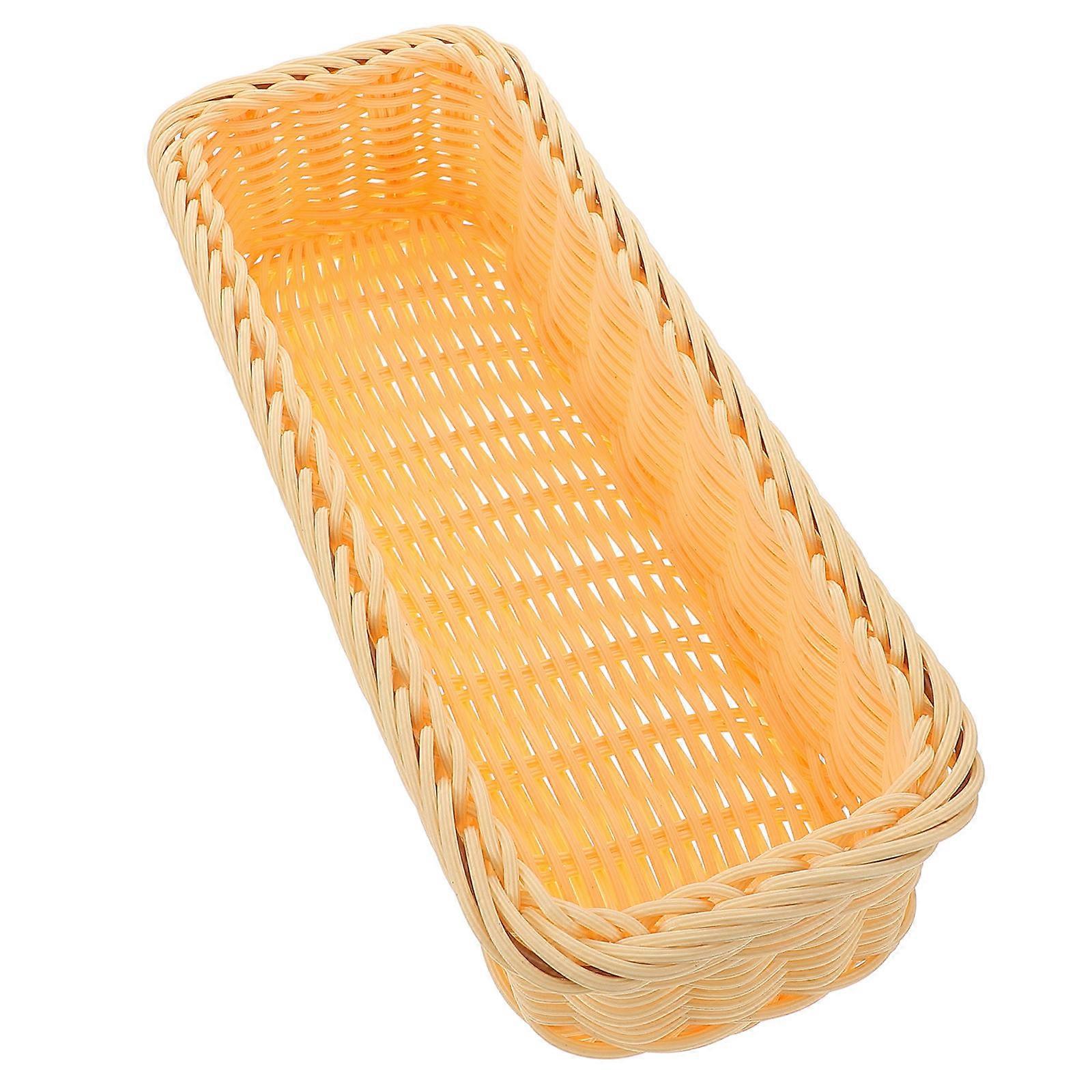 Straw Holder For Counter Large Capacity Woven Chopsticks Basket For Water Draining Kitchen Use 28.00X11.00X7.00CM Light Yellow 1Set