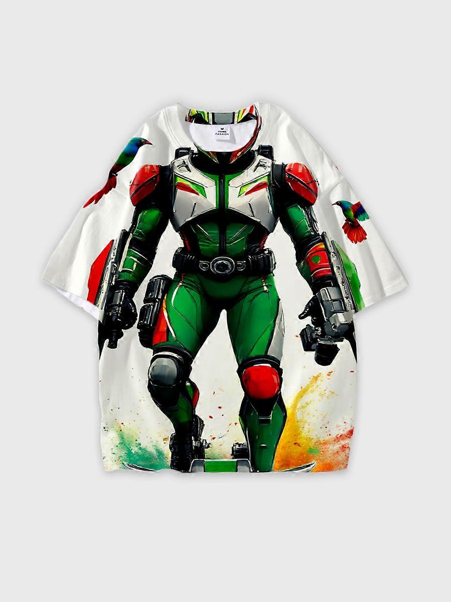 T-shirt round neck Pattern loose short sleeve E571