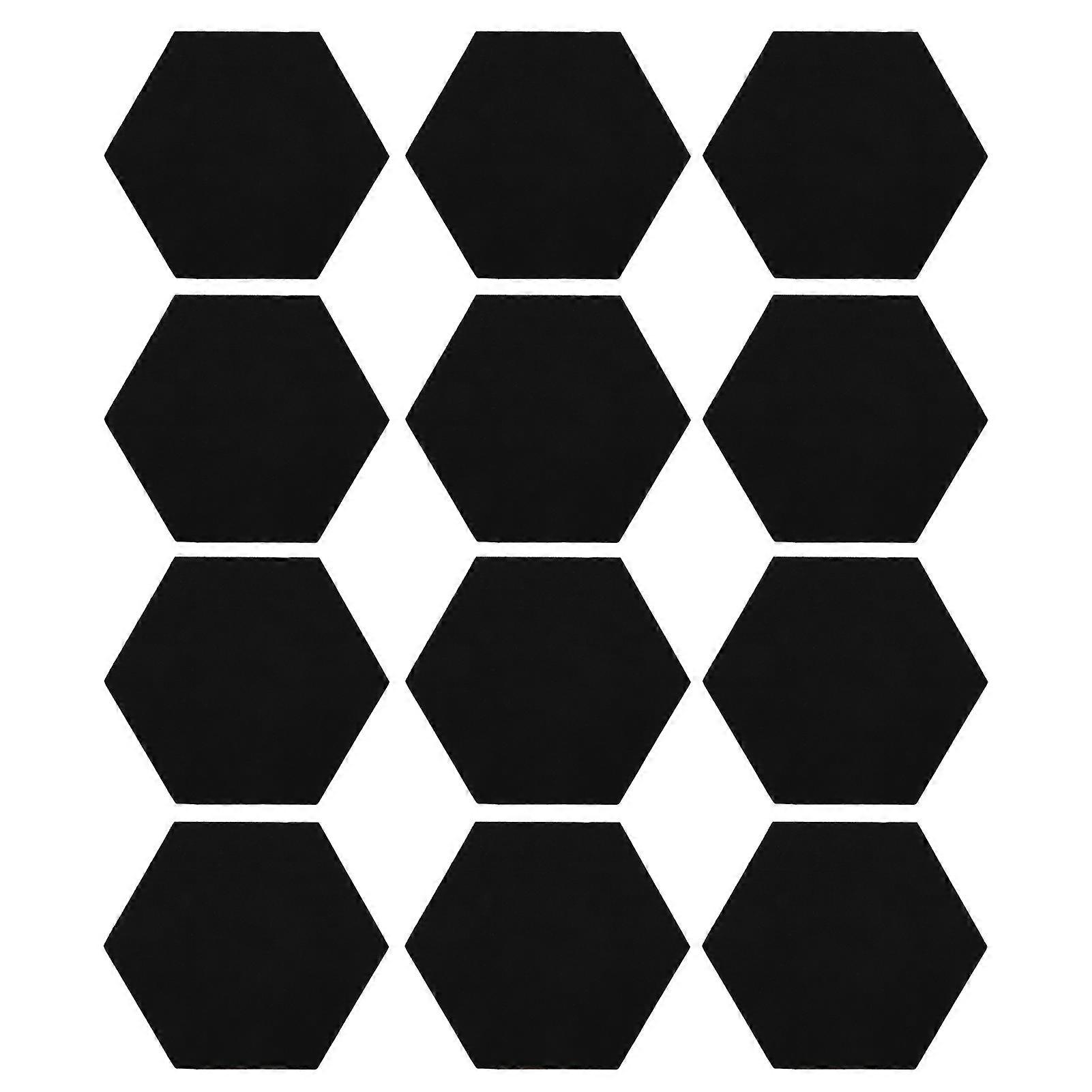 12Pcs Sound Absorption Panel Hex Acoustic Isolation Soundproofing Foam Set Kit for HomeBlack