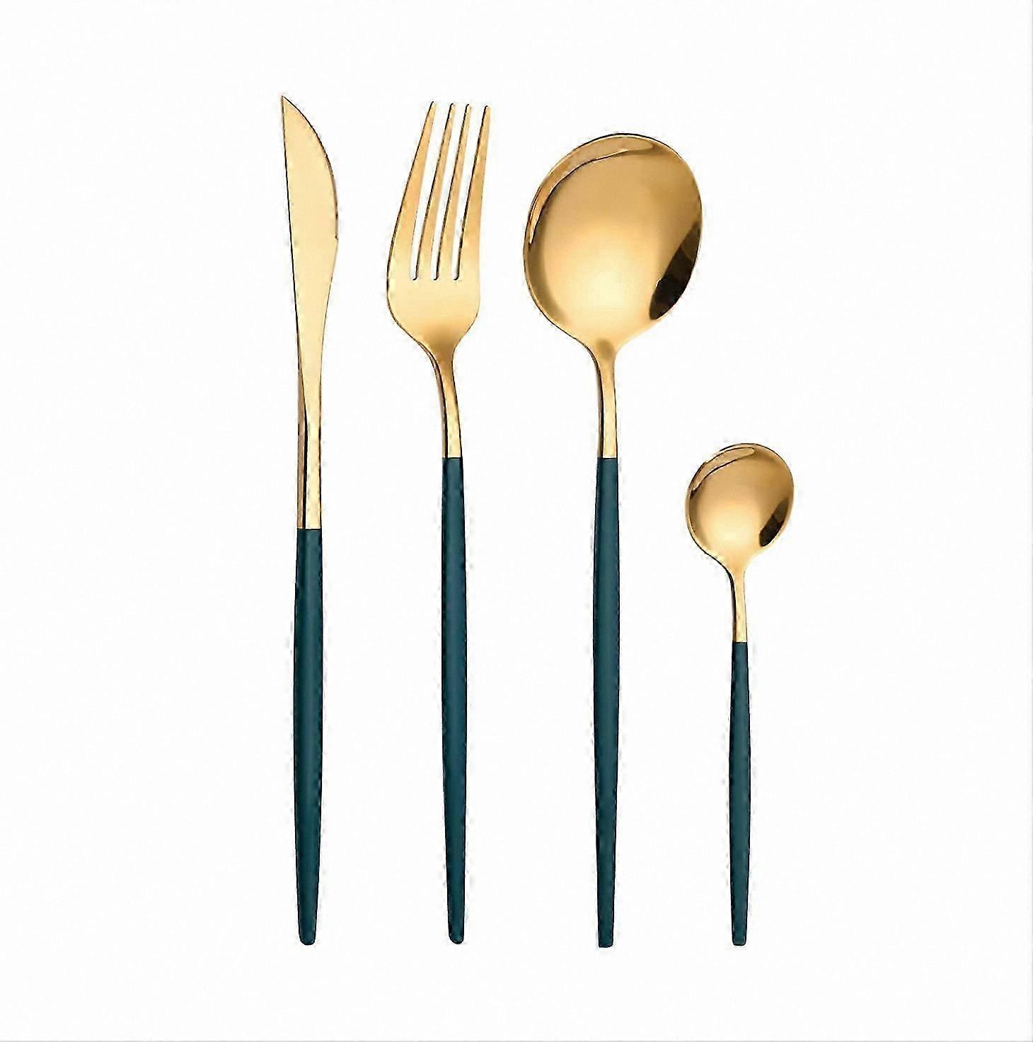 Green Stainless Steel Dinner Tableware Set