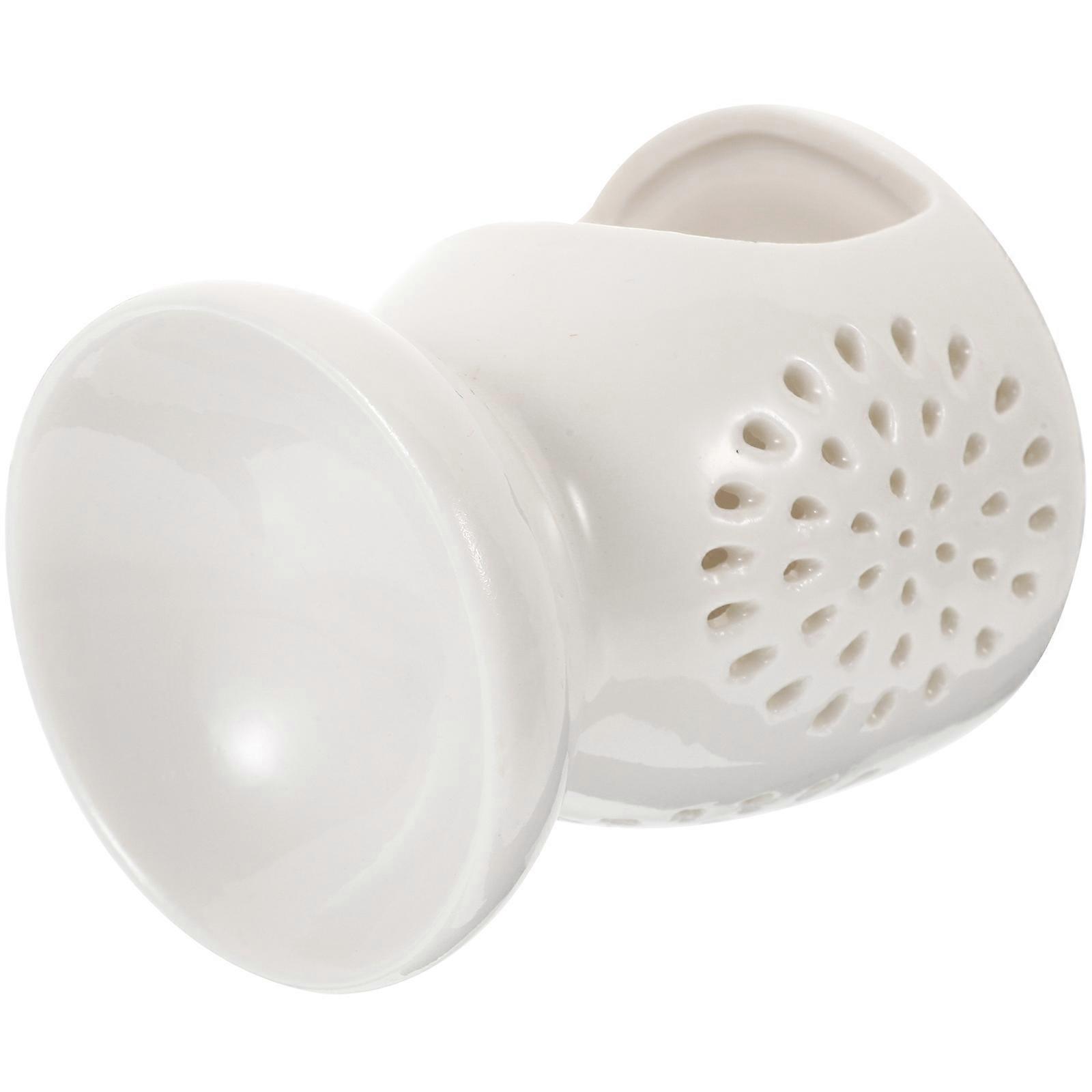 Hollowed Pattern Essential Oil Burner Decorative Candle Burner Living Room White Ceramic 1Pack
