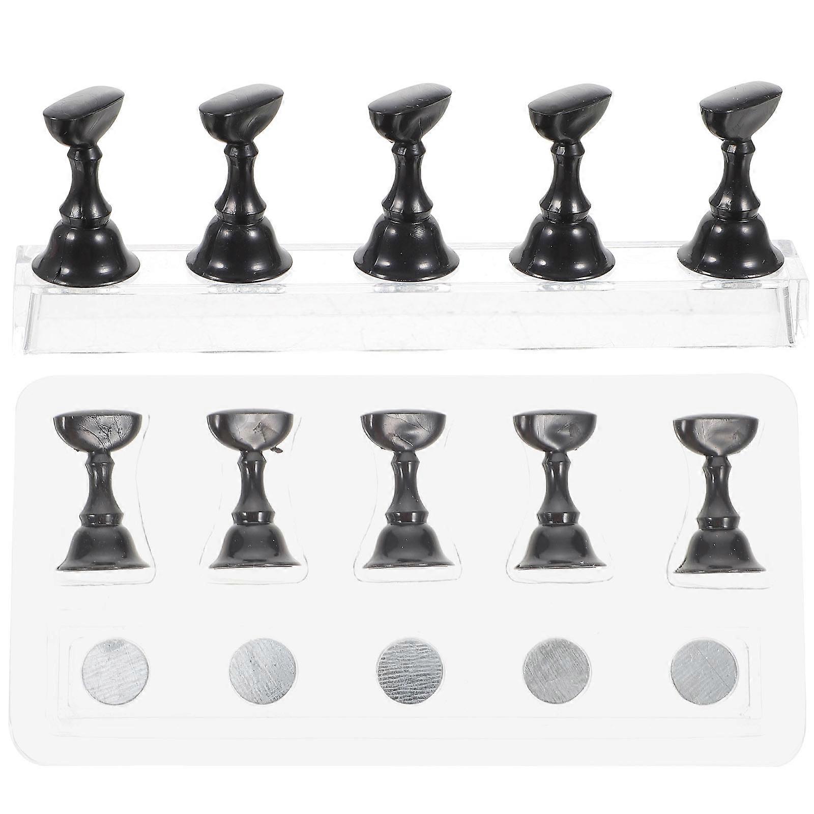 Manicure Stand Holder 2 Sets For Amateur Enthusiasts Black Acrylic Display Stands For Nail Art Practice At Home