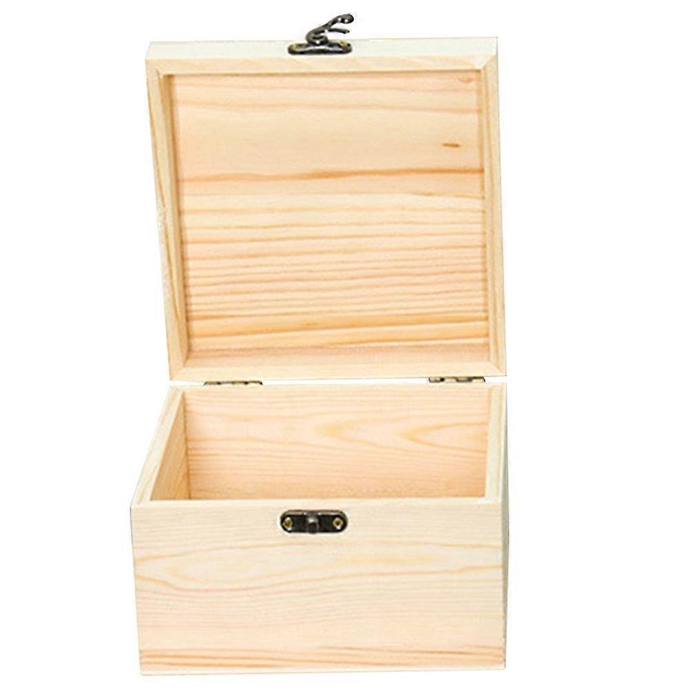 Natural Wooden Box Trinket Storage Container Wear-resistant Rustic Design Household Item 1Set