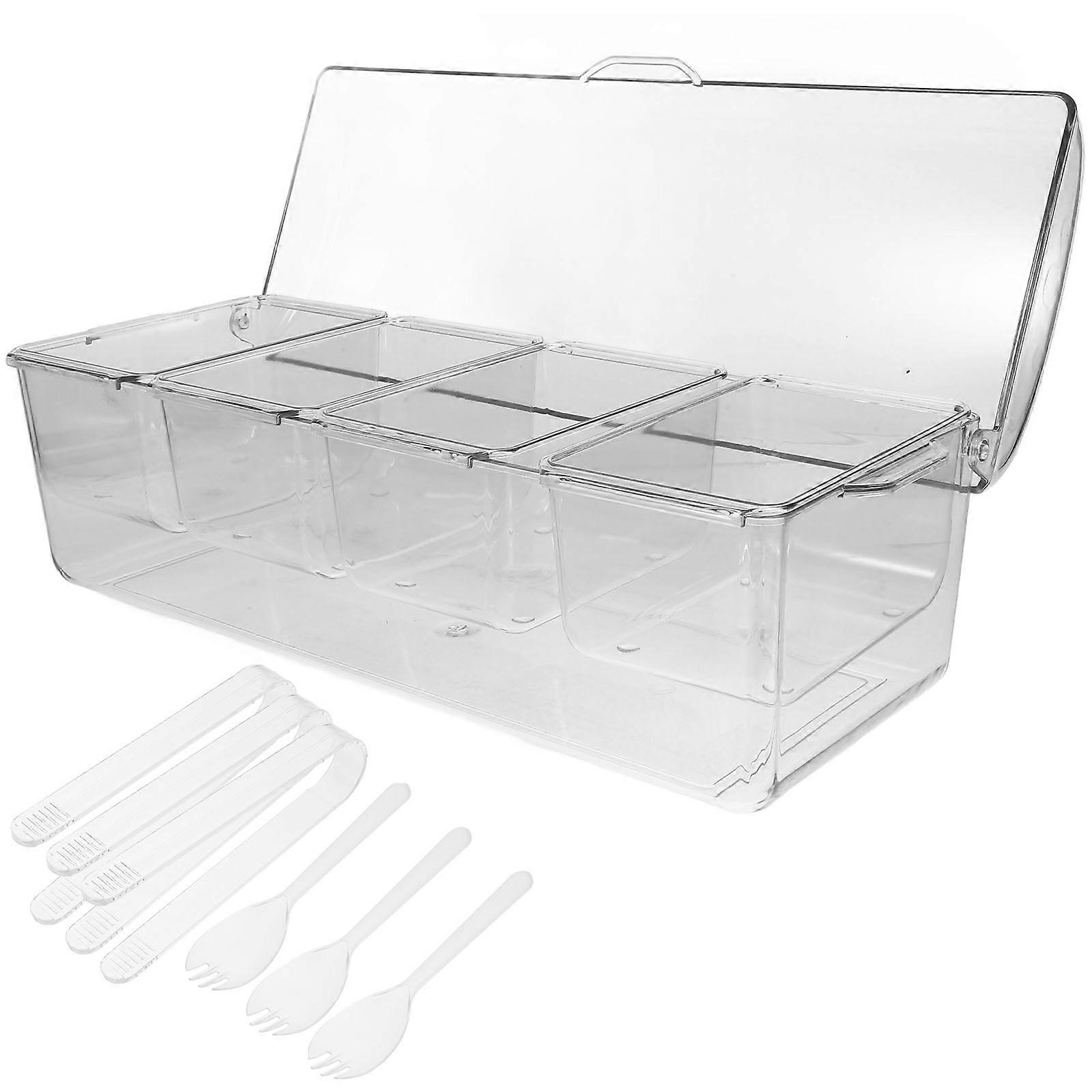 Chilled Condiment Server With Lid Portable Container Cases For Outdoor Use Ice Tray Included 1Set
