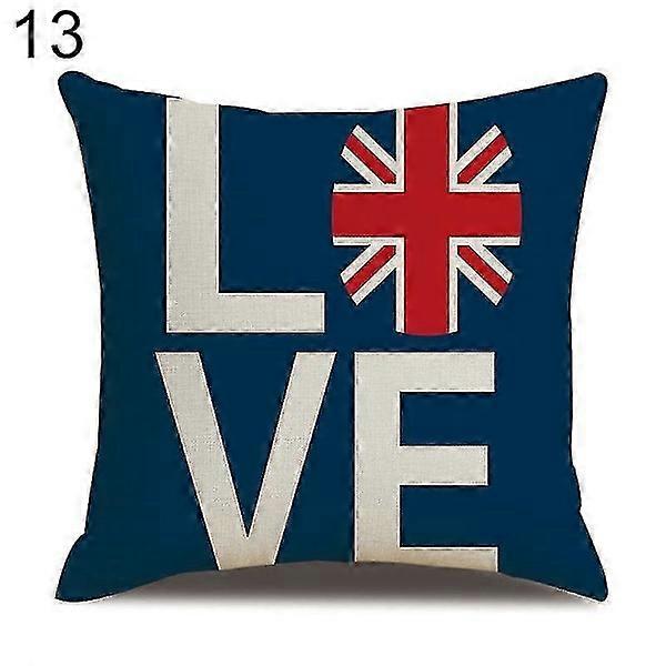 London Characters Flag Bus Linen Cushion Pillow Slip Cover Case Pillowcase 13