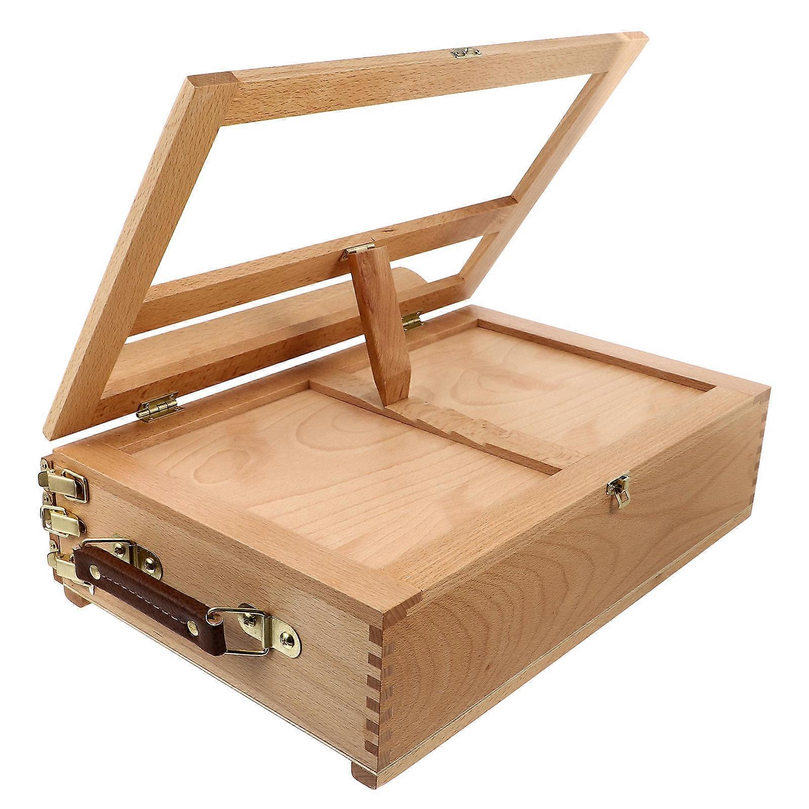 Wooden Tabletop Display Rack for Paintings and Photos Brown Synthetic Material 1pc 6.5x4.5 Inches