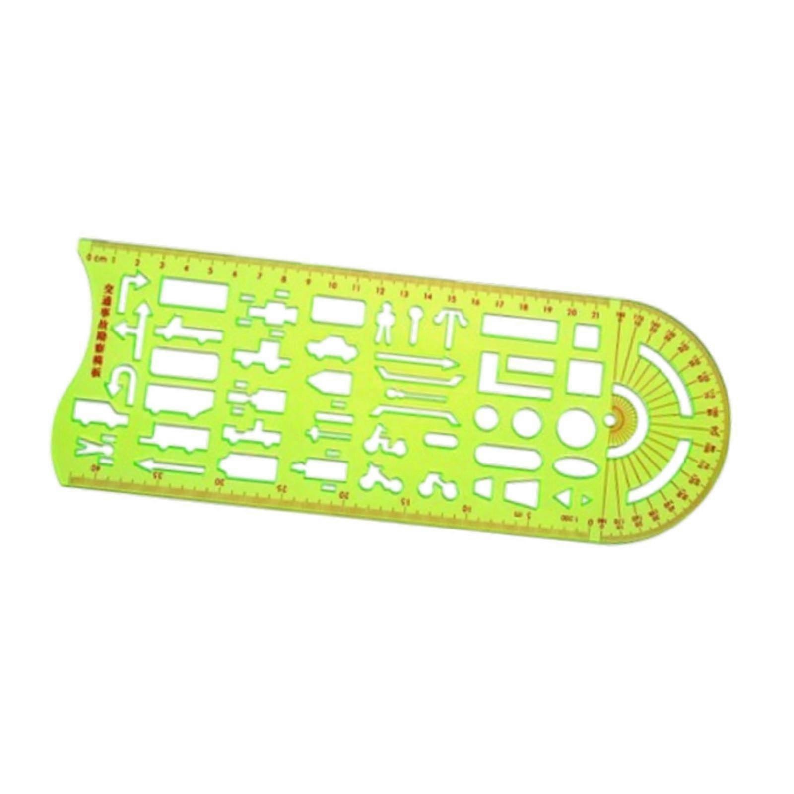 Traffic Accident Drawing Ruler, Green, Practical Vehicle Drawing Ruler for Accident Projects, Lightweight Painting Tool