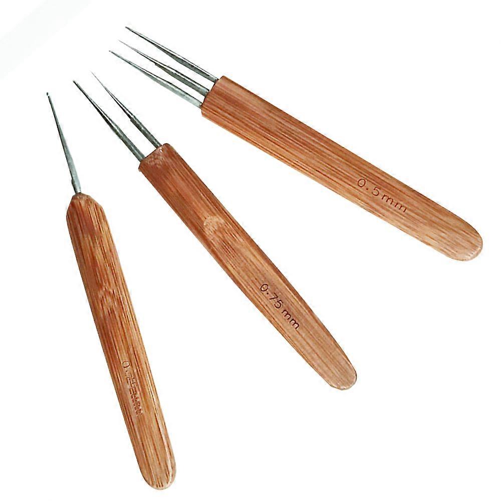 3pcs Carbonized Bamboo Knitting Needles Smooth Round Point Lightweight Crochet Tools for Yarn Crafting Weaving