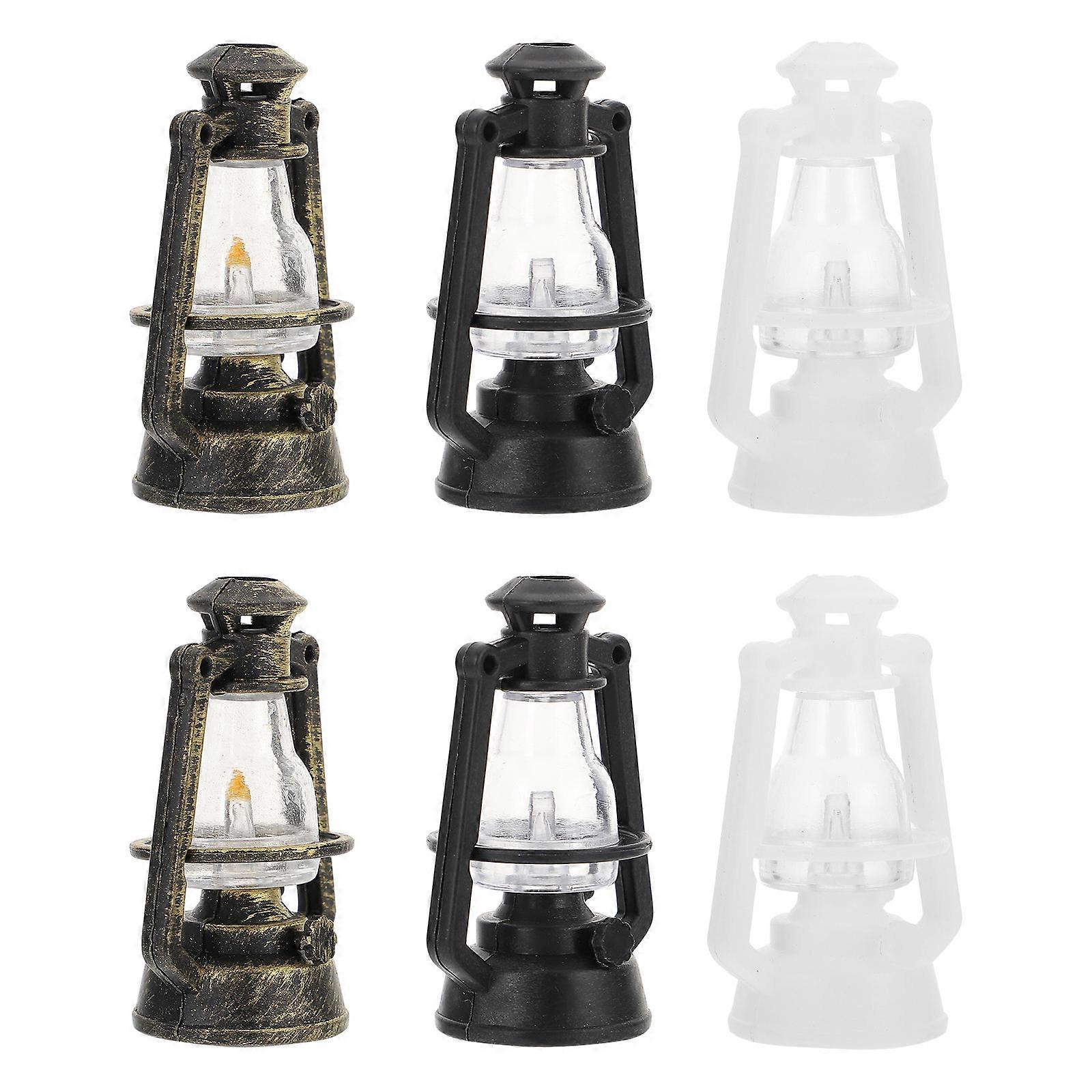 6Pcs Retro Miniature Dollhouse Lantern Models Assorted Color Kerosene Lamps For Miniature Enthusiasts
