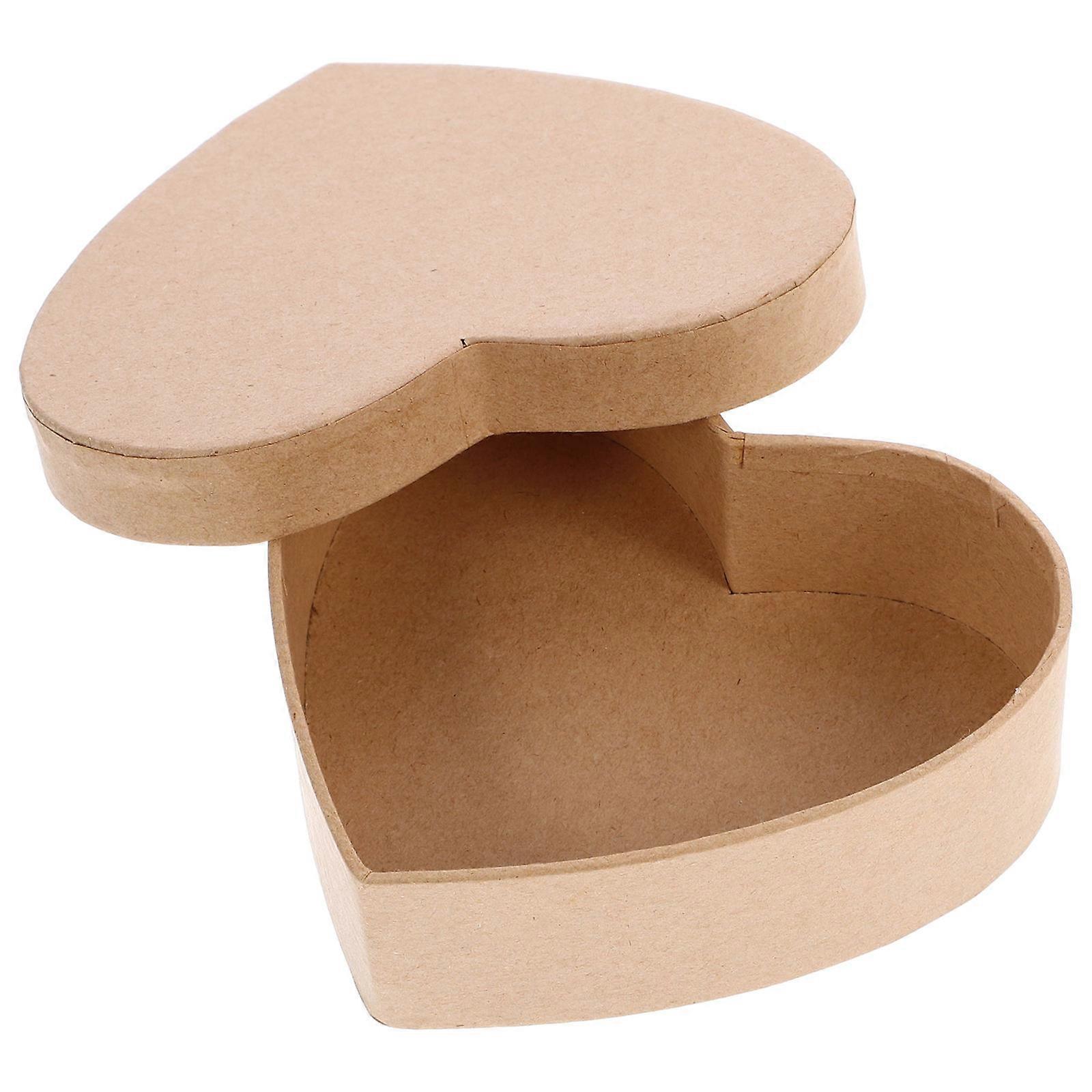 Heart Shaped Gift Box Kraft Paper Cookies Candy Container with Lid Storage Case 1 Set