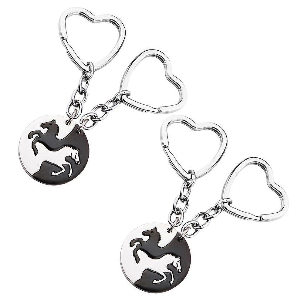 Heart Shaped Horse Keychains Matching Alloy Accessories for Decoration Multi Color 2 Pairs