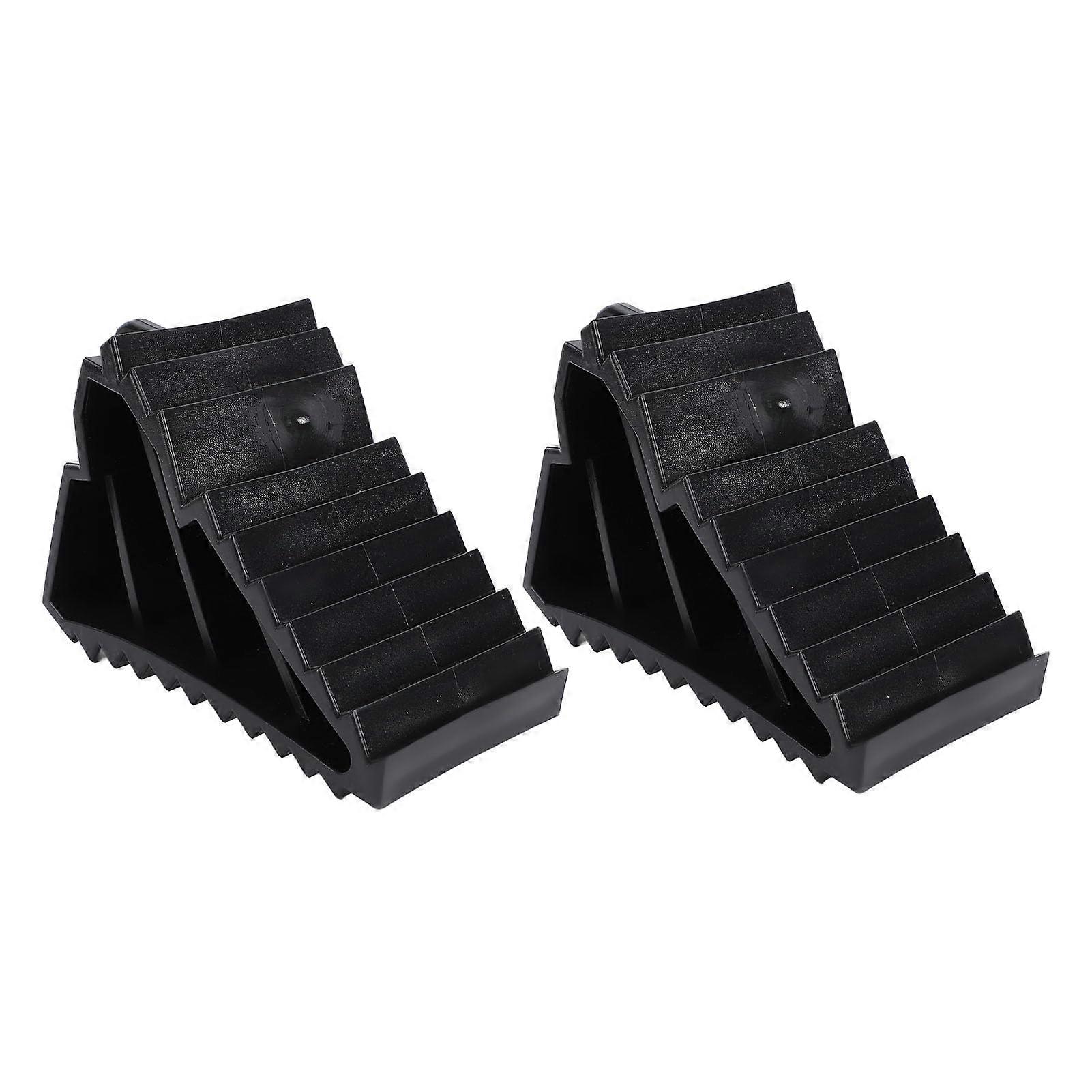 2 Pack Wheel Chocks with Carry Handles, Non-Slip Trailer Stabilizers for RVs, Trucks, and Automotive Accessories