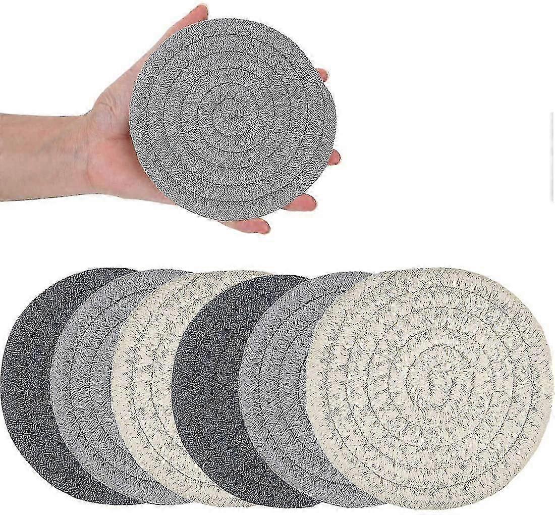 Absorbent Beverage Coasters Hand Woven Beverage Coasters 6-pack