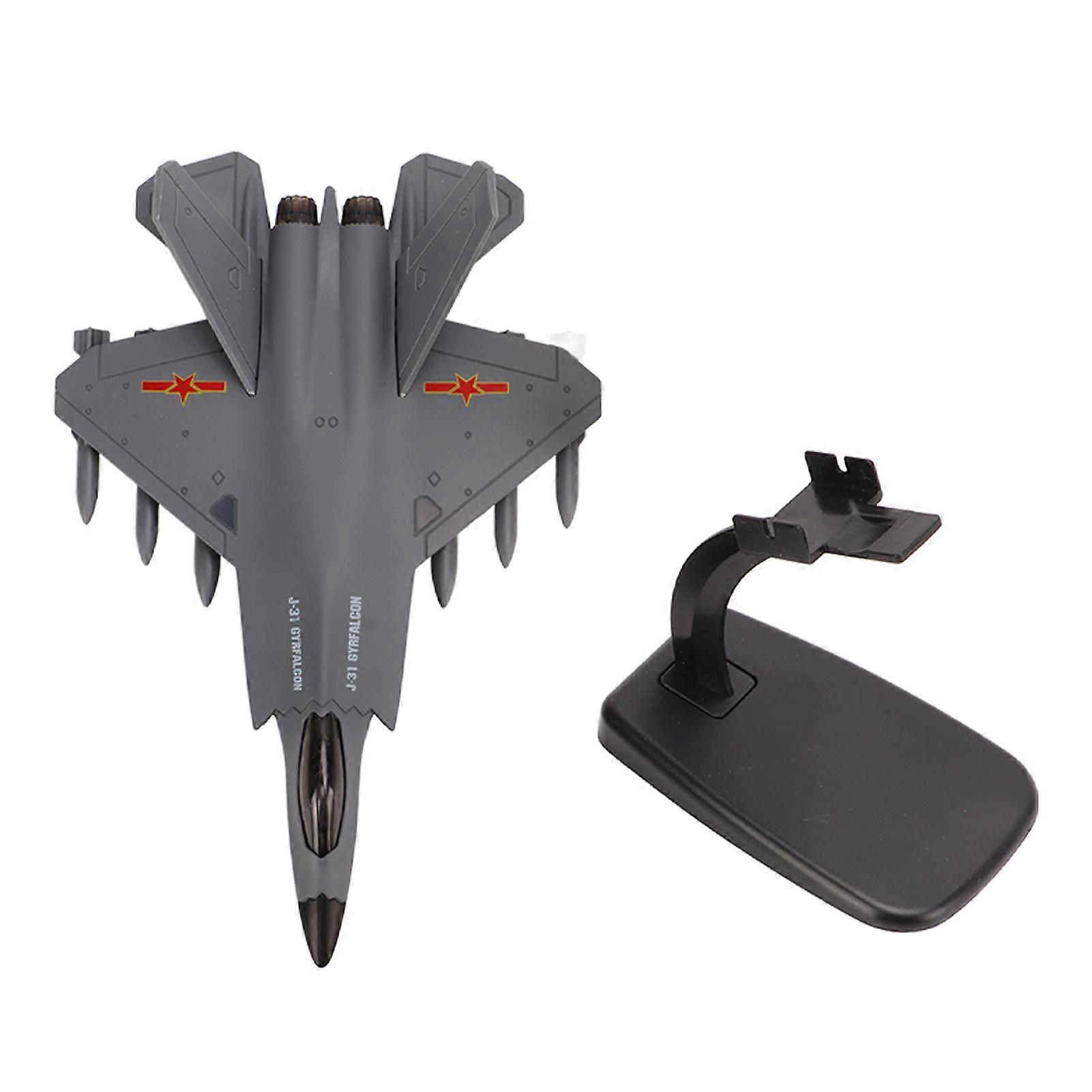 J 31 Chinese Fighter Model High Simulation Pull Back Function Fighter Model Toys with Light Music for Kids Gifts Toys Grey