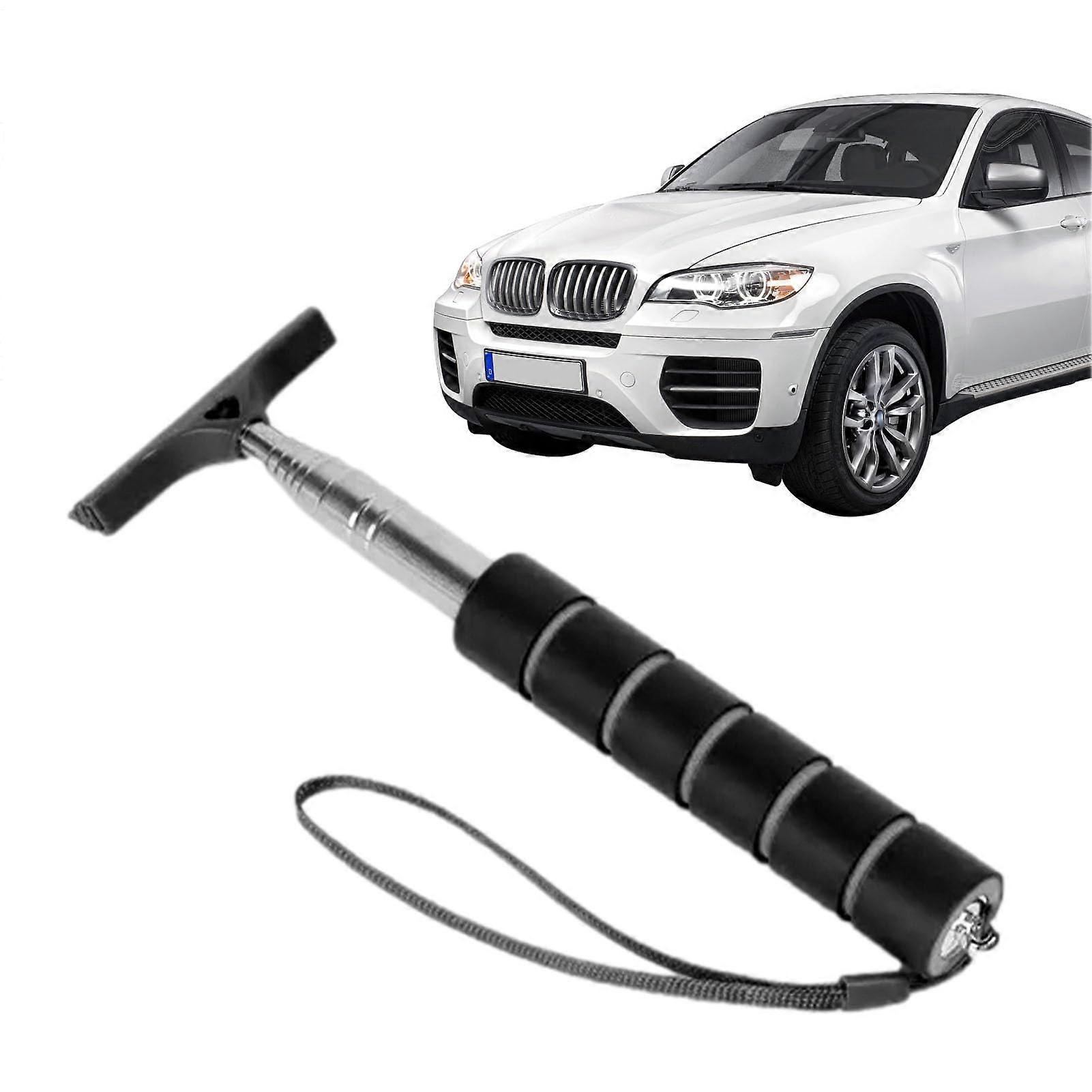 Mini Car Squeegee For Side Mirrors And Rearview Mirror With Telescoping Pole Portable Auto Window Cleaning Tool Black