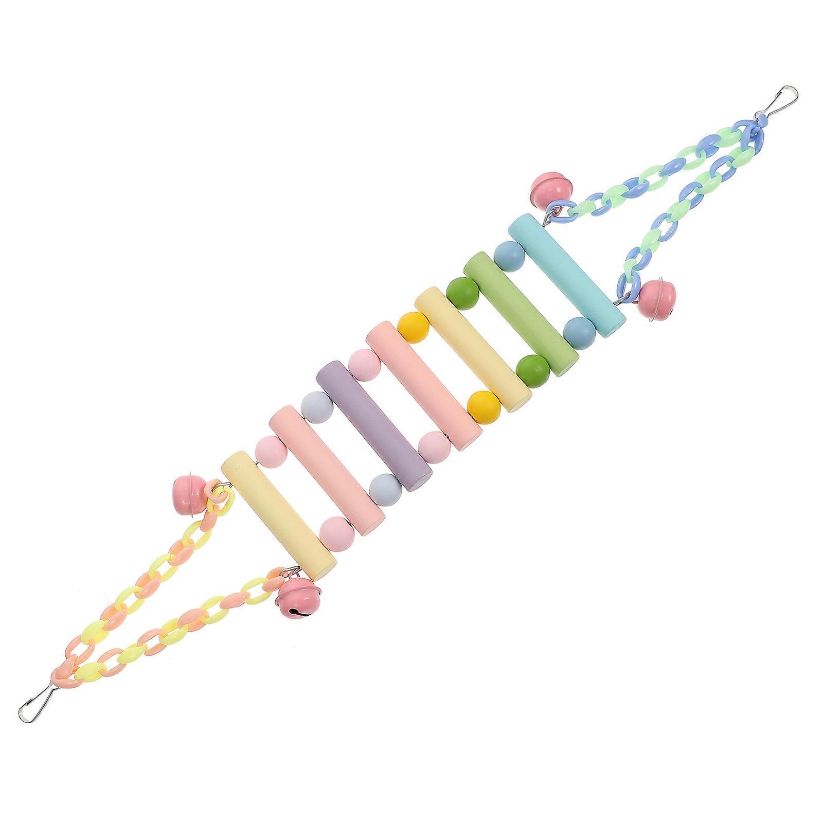 Colorful Jelly Parrot Swing Wooden Bird Perch Stand for Play, Exercise, and Dental Care – Easy to Install Pet Bird Accessory