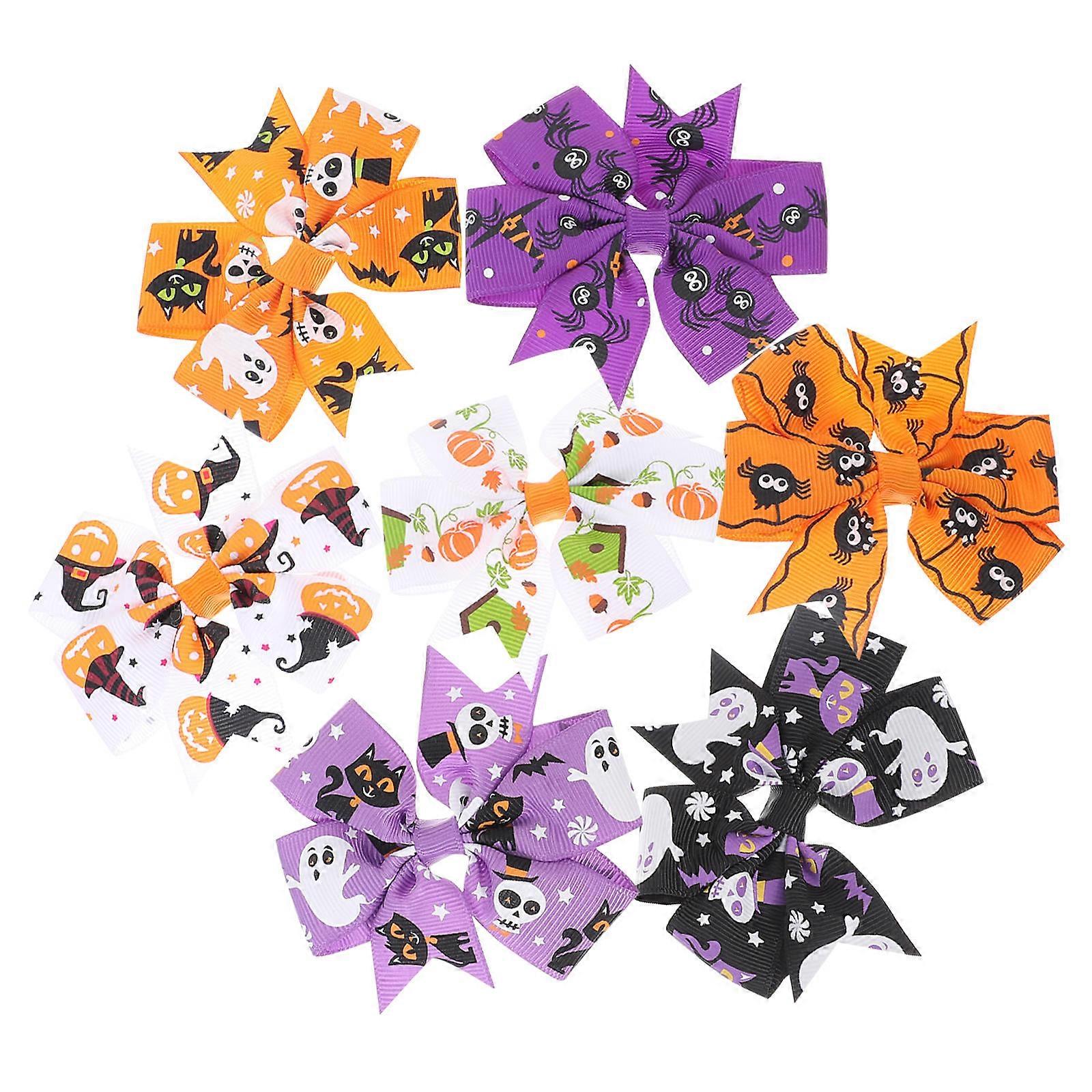 7Pcs Assorted Color Halloween Bow Shape Hairpins For Girls Ideal For Party Fun And Day Of The Dead Events