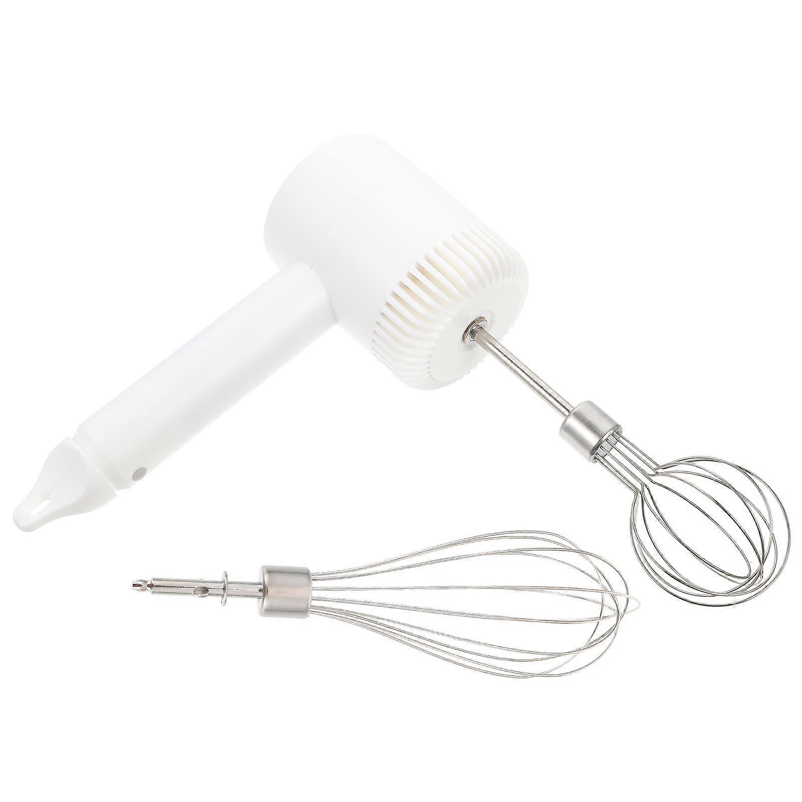 Cordless Electric Hand Mixer with Ergonomic Handle for Easy Mixing and Blending in White, ABS, Stainless Steel, and Silicone, Compact Size