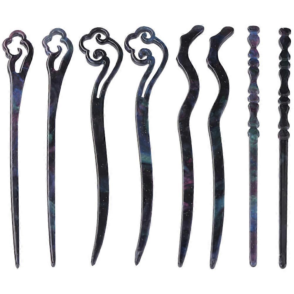 8pcs Charming Ancient Hair Sticks for Women Accessories with Assorted Color Acetate Fibre