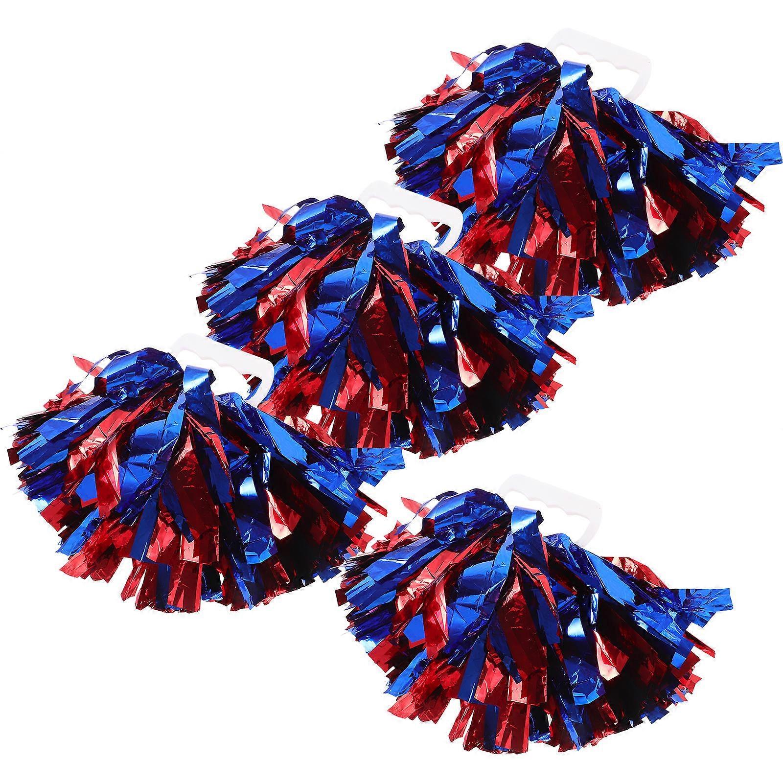 4pcs Reusable Cheerleader Pom Poms with Finger Rings – Bright, Fluffy Cheering Hand Flowers for Sports, Games, Dance & Parties
