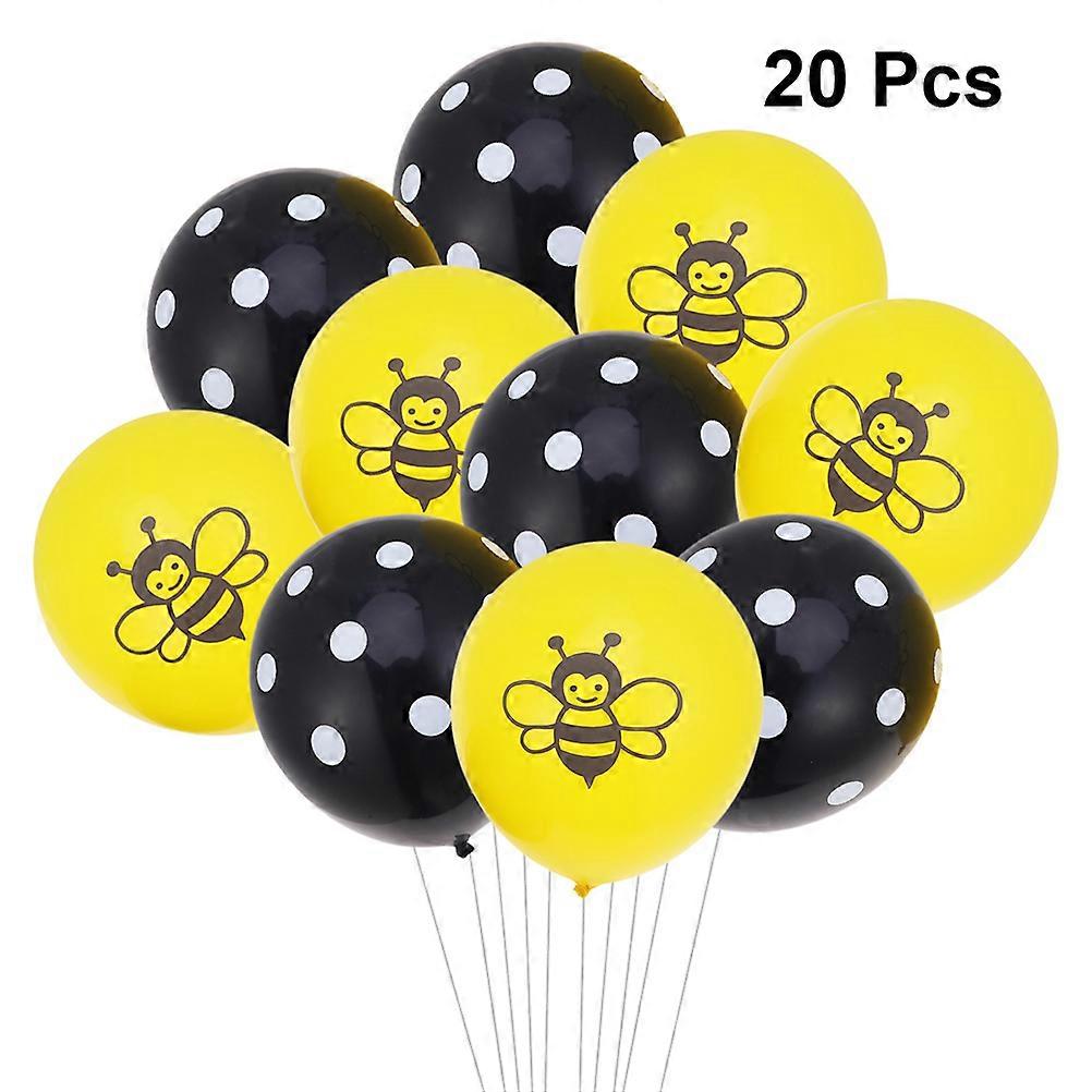 Assorted Latex Balloons with Bee and Dot Pattern Decorations for Birthday Baby Shower 20pcs 12 Inches