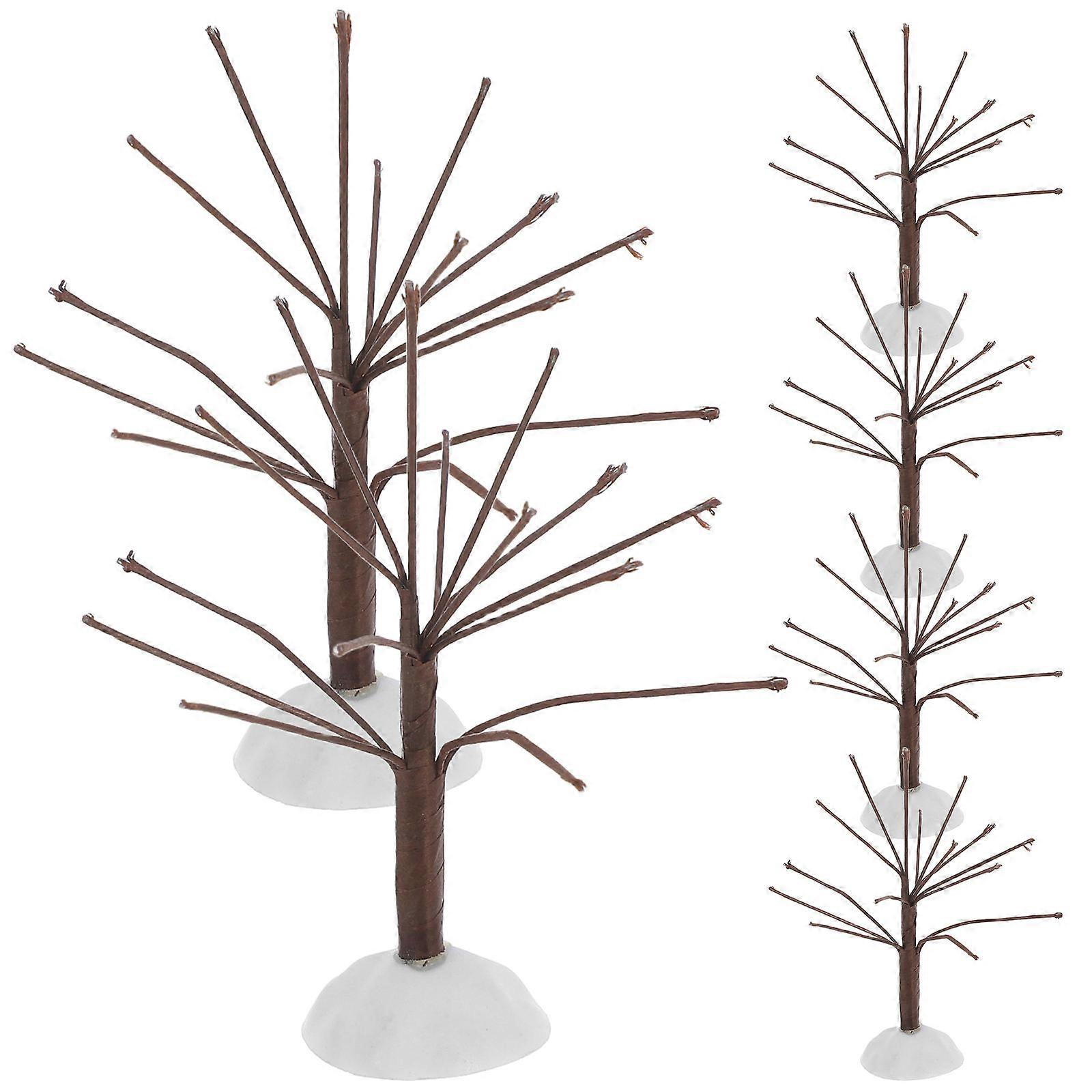 6pcs Mini Trees for Diorama Realistic Artificial Bonsai Winter Tree Decoration for Holiday Village Scene Accessories