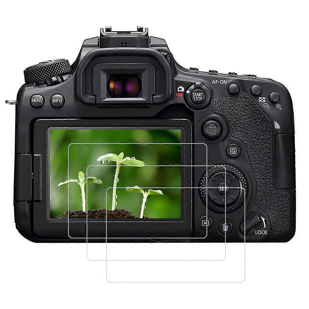 90D Screen Protector Compatible for Canon EOS 90D 80D 77D 70D 6DII 7DII Camera (Pack of 3), 0.3mm Hardness 9H AntiScratch Tempered Glass