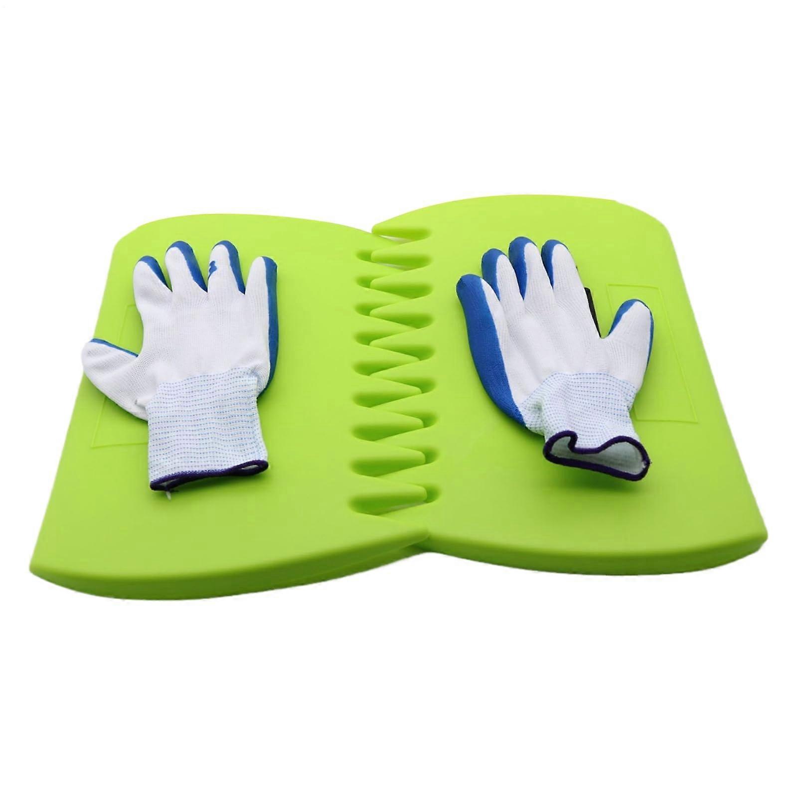 Leaf Rake, Reusable Hand Rake with Gloves, ABS Multifunctional Claw for Lawn Debris, Leaves, Ergonomic Design, 11.02x11.22 Inches Green