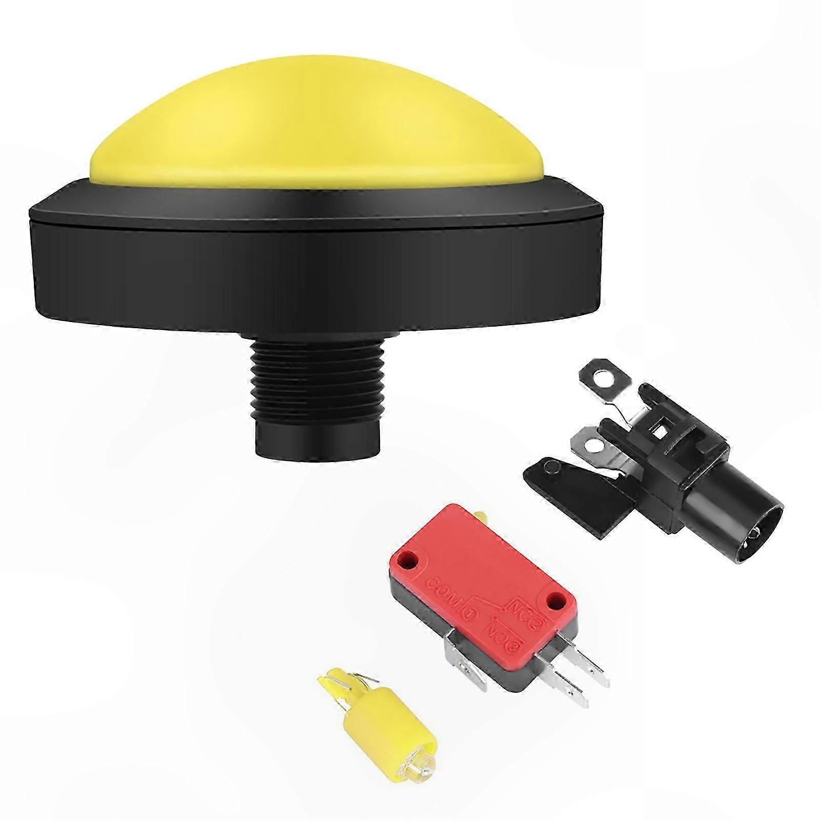 Yellow 100mm LED Arcade Button for Console Replacement with Convex Design