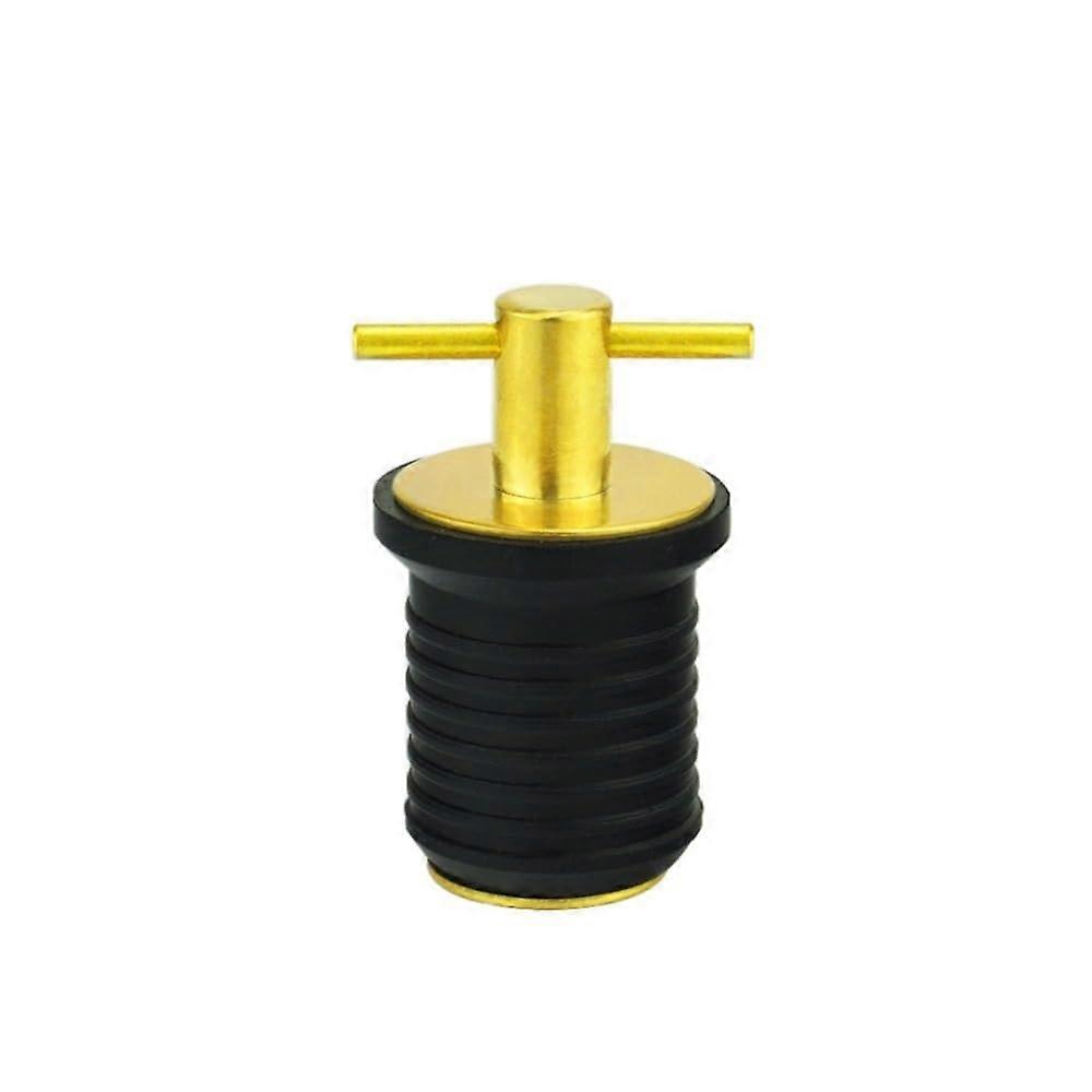 Rubber Brass T-Handle Twist-In Hull Drain Plug - 32mm Hole Fit For Livewell, Bilge, Transom, Baitwell Marine