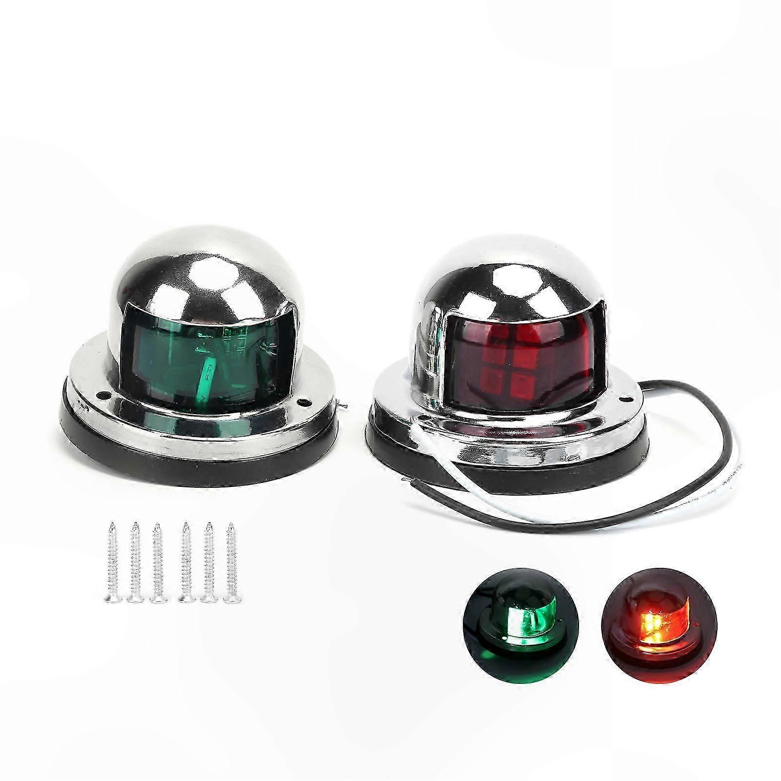 Marine Navigation Light with 8 LEDs, Red/Green Signal Lamp, Stainless Steel Yacht Accessory, 1.6W 12V