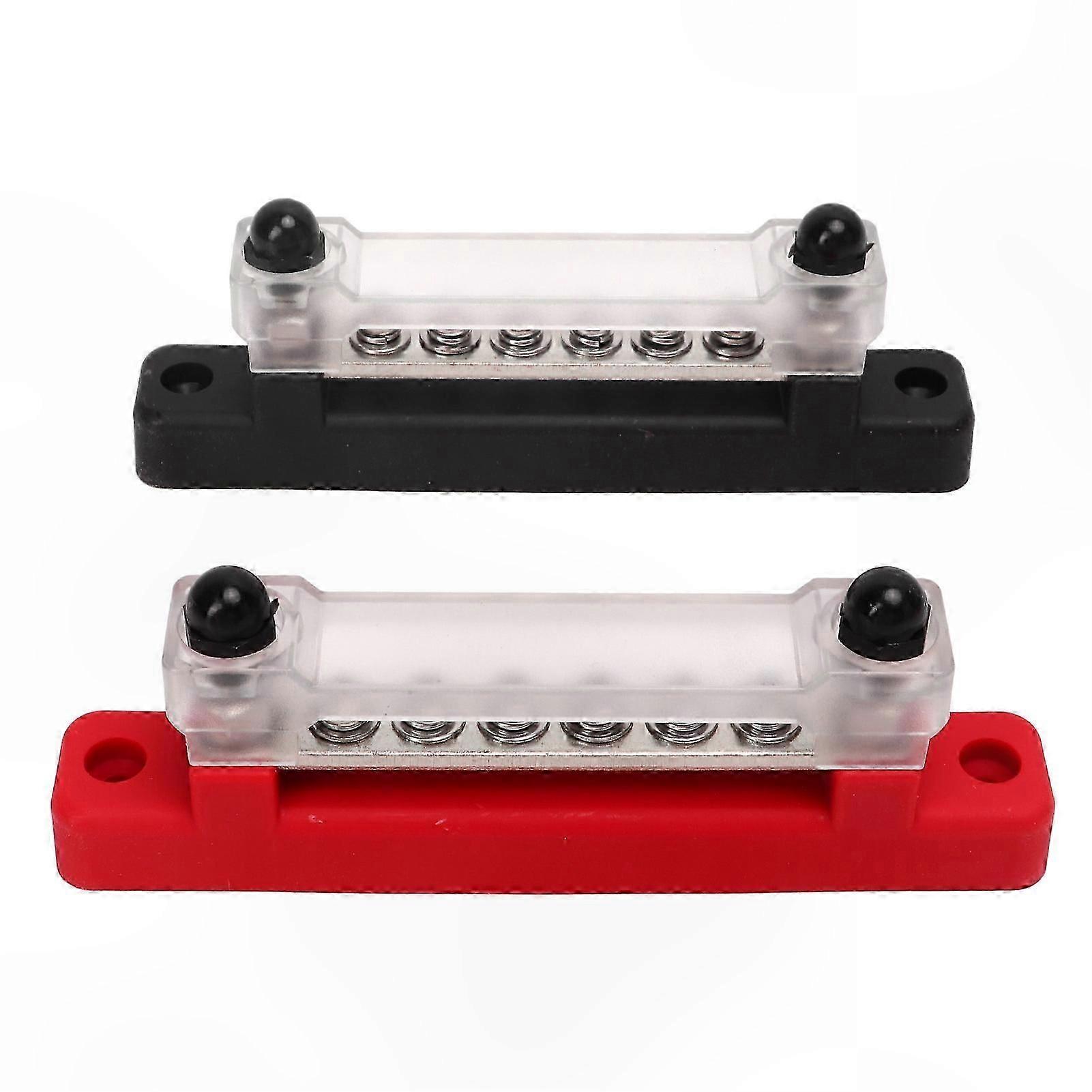 12-Port Battery Terminal Block with 6 Bus Terminals and 2 Studs for Automotive Marine RV Applications