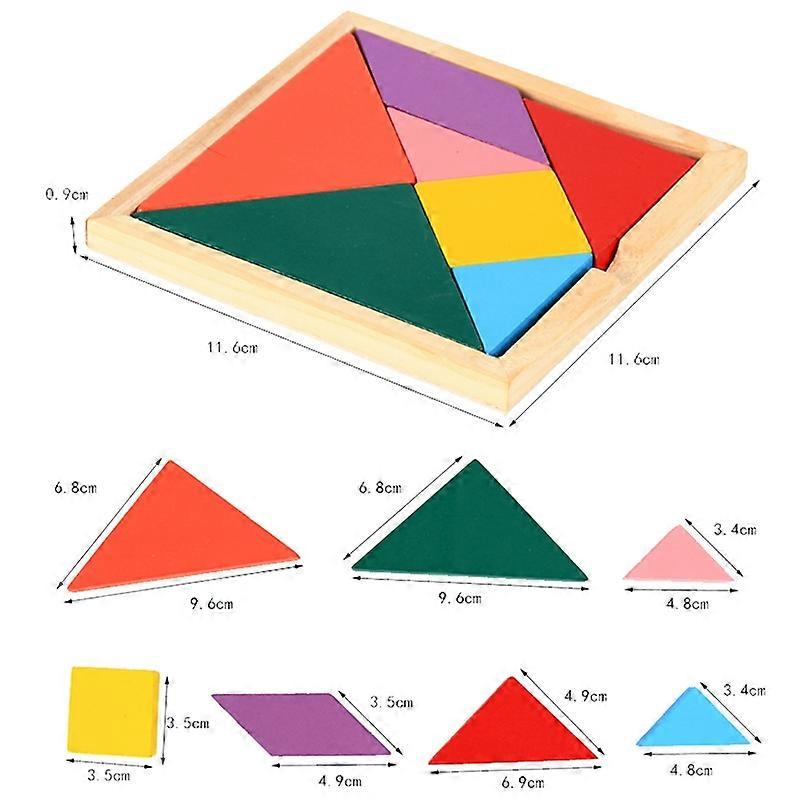 1 ensemble de blocs en bois puzzle casse-tête jouet Tangram Jigsaw Intelligence coloré 3D blocs russes Monte