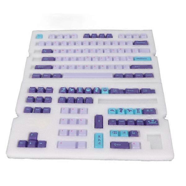PBT Keyboard Keycaps 128 Keys Vibrant Colors Fadeless Durable PBT Easy Installation Mechanical Keyboards Vaporwave