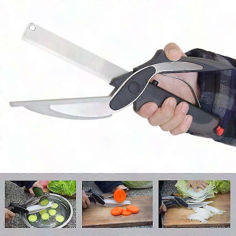 Sharp Stainless Steel Kitchen Scissors with Built-in Cutting Board - 2-in-1 Multipurpose Utility Shears for Vegetables & More