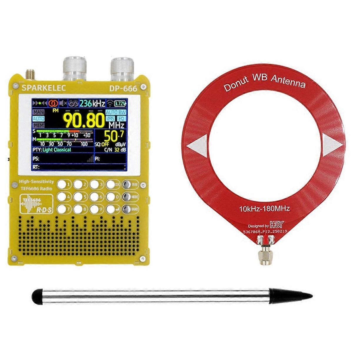 DP-666 TEF6686 Radio 2.8-Inch IPS Touch Screen High Sensitivity Receiver Full Band FM LW MW SW Radio