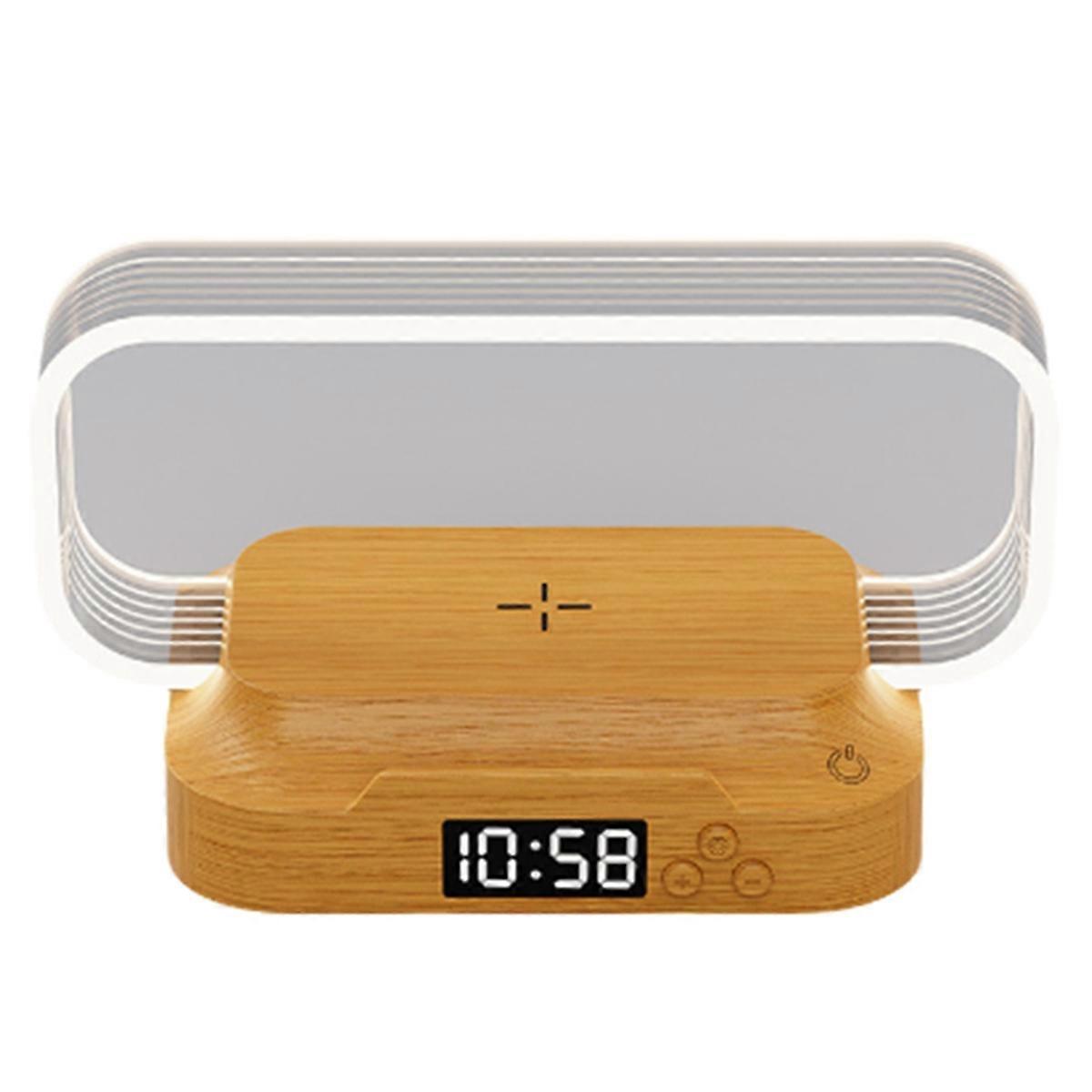 Bedside Night Light with Alarm Clock for Bedroom Touch Lamp with Wireless Charger Dimmable Wake Up Light