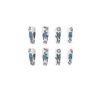False Nail Tips Fake Artificial Art Diy Finger Cover Biscuit Finished Waterproof Removable Blue White
