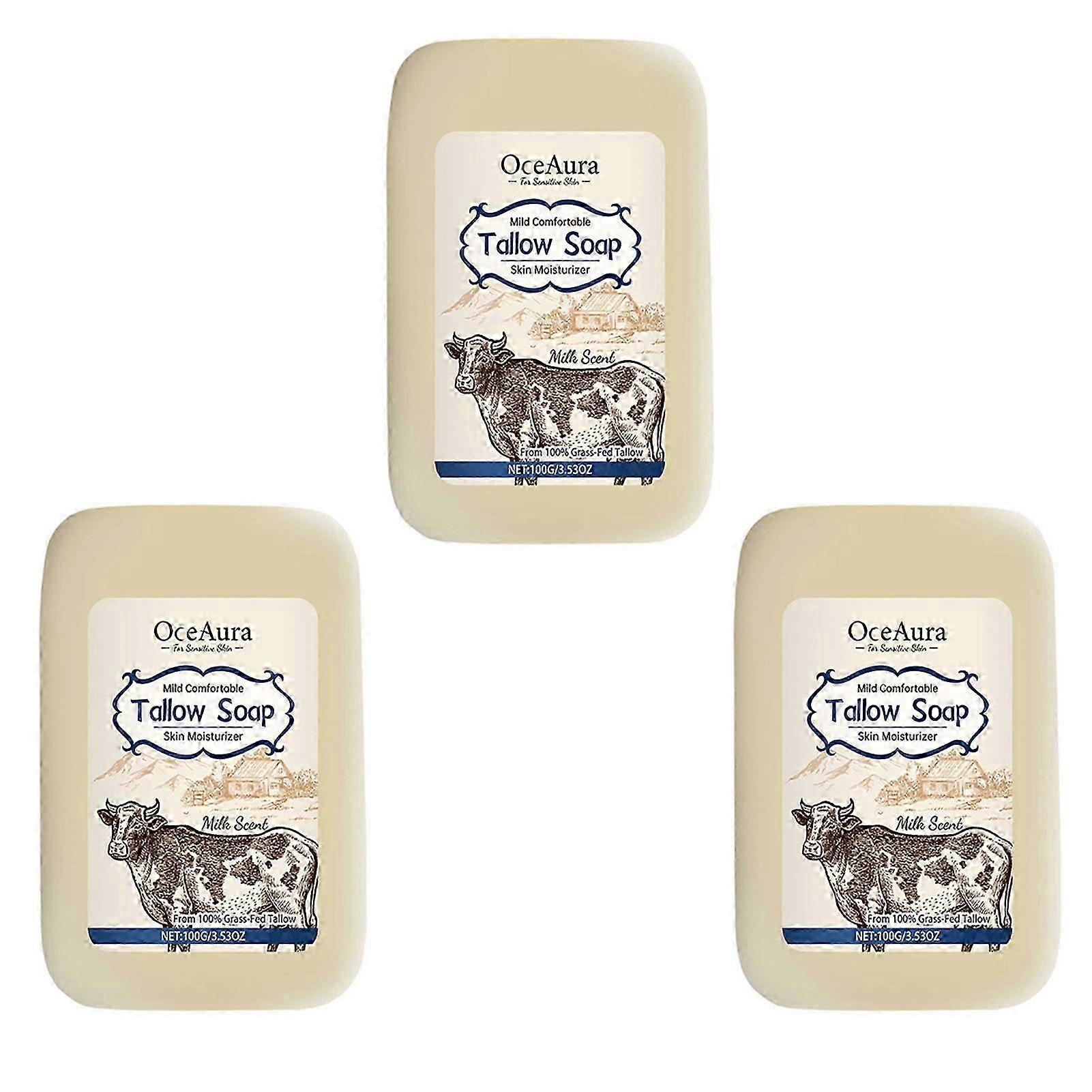 suitable for sensitive skin, unscented tallow soap bar for face and body, moisturizing handmade bath soap for dry skin