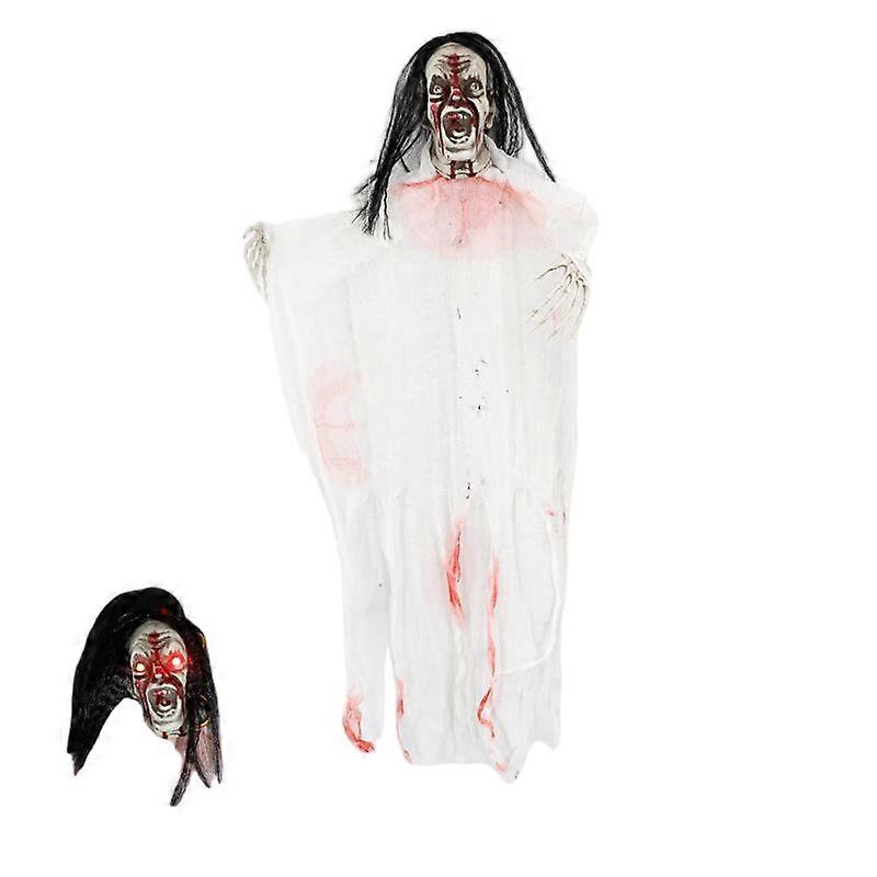 Halloween decoration props, styles like hanging ghosts in white clothes, creating a scary atmosphere