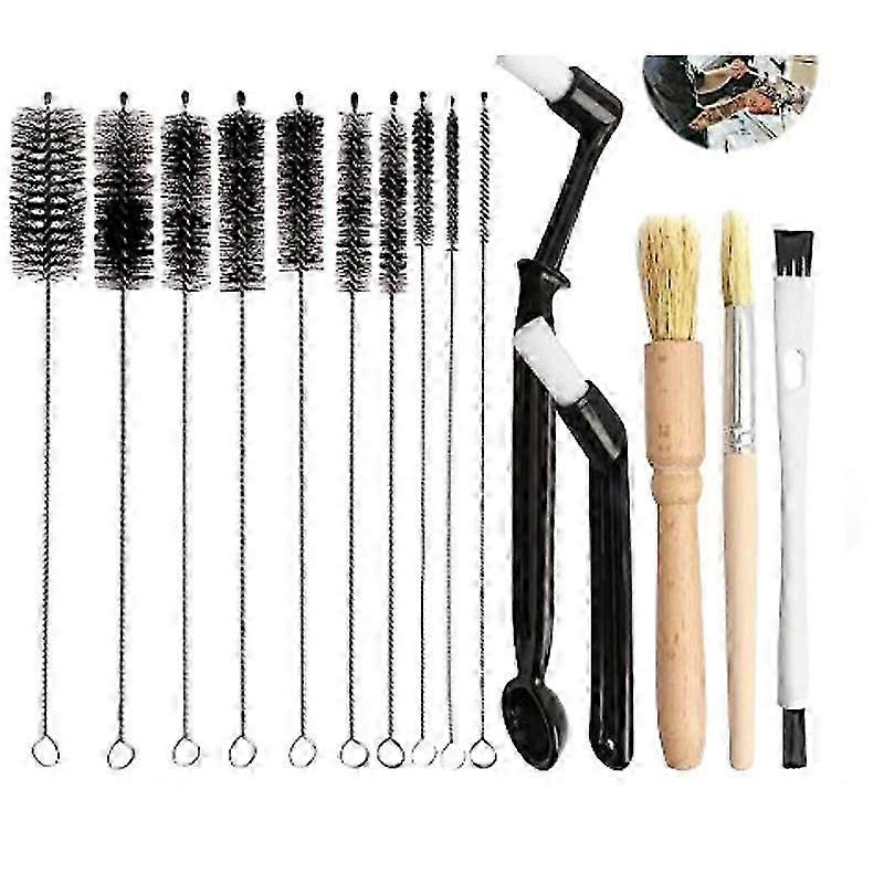 Espresso Brush Set for Coffee Machine Cleaning with Wooden Handle and Nylon Bristles