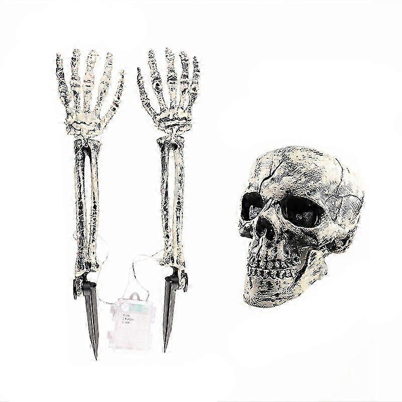 Halloween decoration simulation skull props Ghost Festival garden skull decoration three-piece skull set