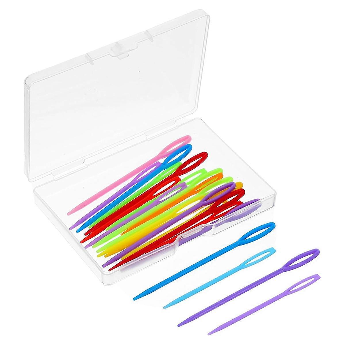 100PCS Plastic Needle Yarn Large Eye 2 Different Sizes Yarn Sewing Needles 2.76&3.54inches Colorful Safety Lacing Needle