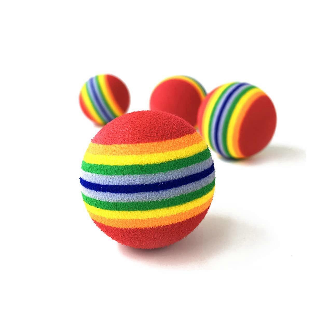 12pcs 3.5CM EVA Rainbow Dog Toy Ball Interactive Chew Training Toy For Puppies Squeaker Colorful Balls