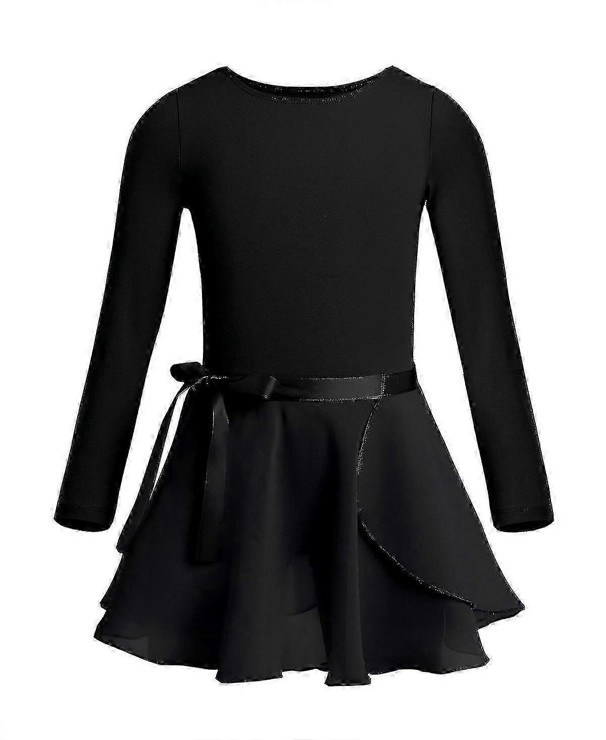 여자 발레 드레스 체조 레오타드 키즈 긴팔 발레 댄스웨어 시폰 넥타이 스커트 키즈 나비 매듭 발레리나 의상