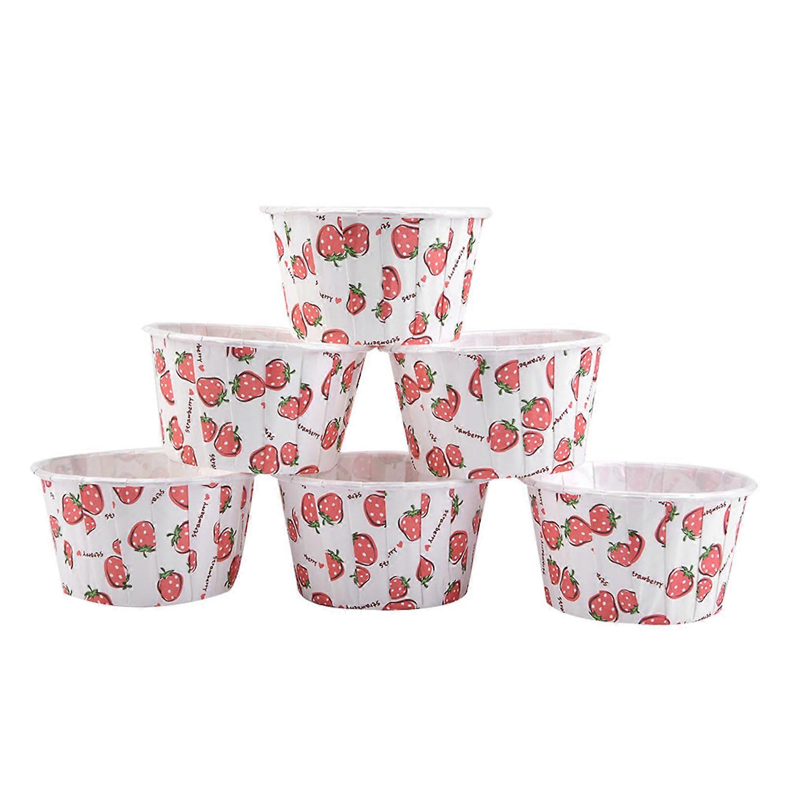 100PCS Mini Cupcake Liners Paper Baking Cups 68mm Round #2 Strawberry