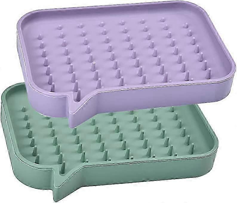 Soap Dish with Drainage, Shower Soap Bar Holder Case Tin Self- Draining Soap Container Tray for Bathroom Silicon Anti-Slipping Easy Cleaning (D-4)